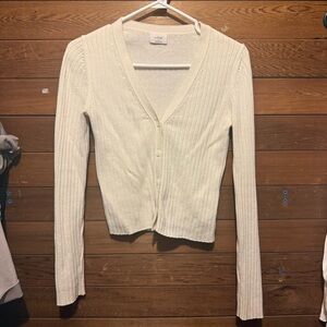 Wilfred Ribbed Cream Cardigan Sweater